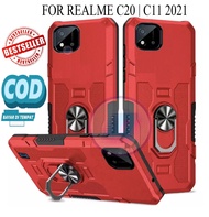 Realme C20 | Realme C11 2021 Casing Hard Case Ring Armor Robot Case Kickstand Hybrid/Ring Holder
