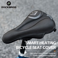 ROCKBROS Electric Heating Seat Cushion Cover Mountain Road Bikes Thickening Silicone Heating Saddle Bicycle Male Female Cyclists