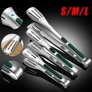 **包郵** [深綠色][小號] 不鏽鋼食品夾 韓國烤肉夾 燒烤夾 廚房三線牛排食物夾 [平行進口] YY3479