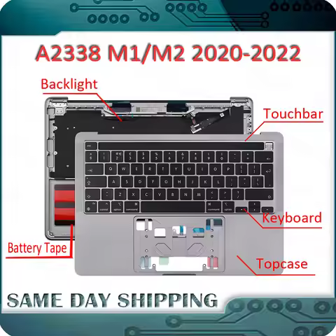 For Macbook 13" M1 M2 A2338 Topcase Palmrest w/ Touchbar Keyboard Backlight US UK English FR French 