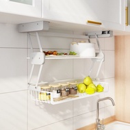 Cabinet lifting pull-out basket hanging cabinet below the pull-out basket telescopic folding pull-down spice dishes prepared food shelf double layer