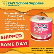 Femme Bathroom Tissue Plain Decor - Solo Rolls Toilet paper 300 Sheets 2 Ply Paper Towel