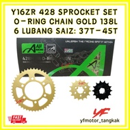 Y16 Y15 ZR 428 SPROCKET SET AJI RACING O-RING CHAIN 138L GOLD STD 6 LUBANG HOLE RANTAI EMAS STT 0 1 