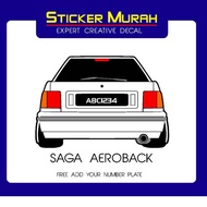 Stiker kereta. Stiker belakang proton saga aeroback.
