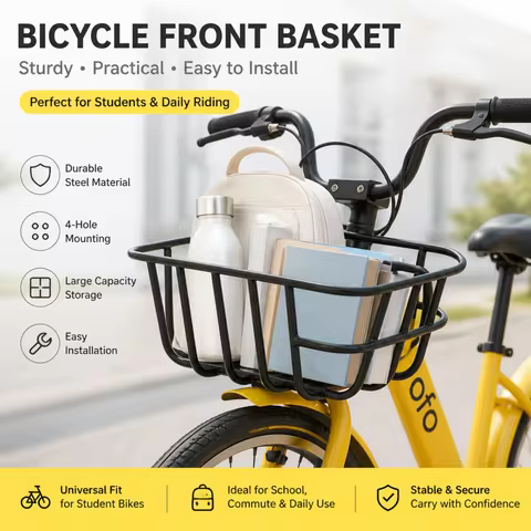 Front-Mounted Basket Storage Rack Universal Four-Hole Bicycle Basket Bicycle Crate Cycling Storage B