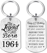 62nd Birthday Gifts for Men 1963, Happy 62nd Birthday Keychain, 62 Year Old Birthday Gifts for Women