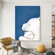 [Solid Wood Frame] Nordic Decorative Painting Healing Series White Bear Ins Home Decoration Living R
