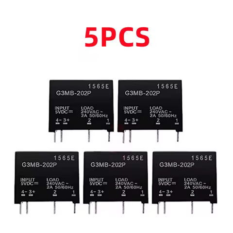 5PCS Relay Module G3MB-202P G3MB 202P DC-AC PCB SSR In 5V DC Out 240V AC 2A Solid State Relay Module