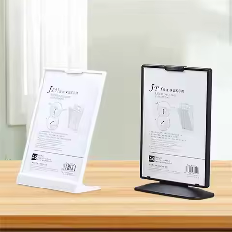 White Black L-shape Plastic Menu Listi Price Card Sign Holder A4 A5 A6 Acrylic Advertising Poster Ph