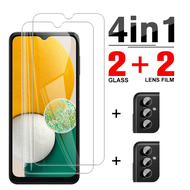 4 in 1 Tempered Glass Case For Samsung Galaxy A13 4G/5G Screen Protector For Samsung A12 A04S A03S A02S A04 A03 A02 A82 A73 A72 A53 A52S A52 A51 A42 A33 A32 A31 A23 A22 A12 A13 A14 4G 5G  Camera Lens Protective Film