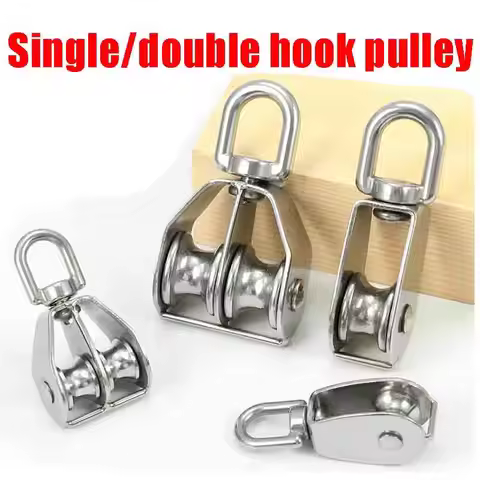 Stainless Steel Pulley M15/M25 Single/Double Wheel Swivel Lifting Rope Pulley Set Wire Rope Crane Pu