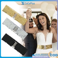 Women's Elastic Sequin Belt Fashion Belt for Dresses and Trendy Women's Belt Accessories Elastic Bel