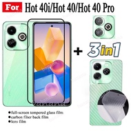 3 IN 1 infinix Hot 40i Tempered Glass Full Cover Film for infinix Hot 40Pro Hot 40 Camera Lens Glass Screen Protector and back film