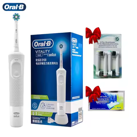 Oral B D100 Electric Toothbrush 2D Vitality Rotation Teeth Brush 2 Min Timer 7,600RPM Waterproof Wit