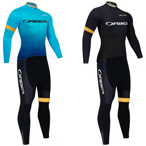 Black ORBEA ORCA Winter Cycling Jacket Thermal Fleece Bike Jersey Pants Set Men Women Ropa Ciclismo 