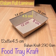 Food Tray Paper Tray S Small Kraft 12x8x4.5 Laminasi 290 Gsm / Paper Food Tray Kecil Kotak Kraft / T
