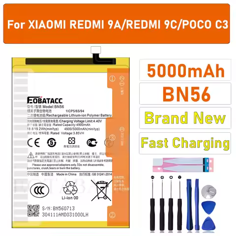 2026 YEARS 100% New Original Battery BN56 For Xiaomi Redmi 9A/9C/POCO C3/RedMi 9AT/POCO C31 Battery 