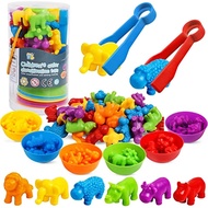WGB Counting Animals Toys Matching Games with Color Sorting Bowls Preschool Learning Activities for