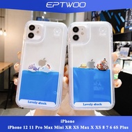 EPTWOO For iPhone 13 13 Pro 13 Pro Max 12 Pro 12 Mini 12 Pro Max 11 Pro Max X XR XS Max 7 8 6 6S PLUS Phone Case Cute Cartoon 3D Swimming Shark Boat Animal Dynamic Liquid Quicksand Cover Casing