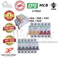EPS 3Pole (6KA) MCB 16A, 20A , 32A , 40A AND 63A Miniature Circuit Breaker (SIRIM APPROVE)