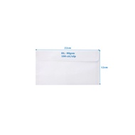 WHITE ENVELOPE 12X22CM DL 80GSM (BACK OF 100 PCS)