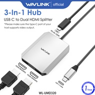 WAVLINK USB C ไปยัง HDMI จออะแดปเตอร์คู่Single 8K/30Hz/4K/120Hz Dual 4K/60Hzหัวแปลงสัญญาณ HDMI 3-In-