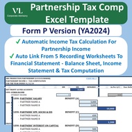 VL Partnership Tax Computation Excel Template Form P Financial Stmt & Bookeeping Auto Calculate 2024