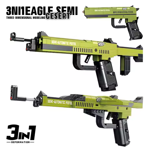 Desert Eagle Revolving Pistol 3in1 Technique Sets Model Building Blocks Army Assault Rifle Toys Chri