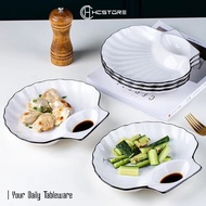 HCSTORE - PLAIN WHITE SHELL DUMPLING PLATE, BEAUTIFUL AND AESTHETIC MODEL, SUITABLE FOR PUTTING Cemi