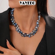 YAYEEO Beaded Necklace, Elegant Exaggerate Colorful Necklace, Fashion Double-layer Irregular Jewelry