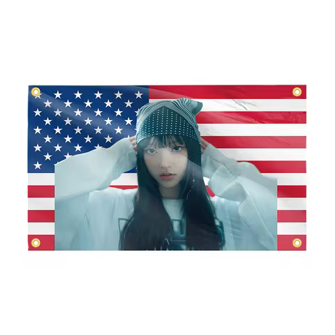 Kpop American Flag Haerin Wall Hanging Tapestry 3x5 Ft Cool Funny Banner For College Dorm Room Guys 