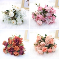 pink silk hydrangeas artificial flowers wedding flowers for bride hand silk blooming peony fake flowers white home decoration