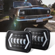 210W Truck Pickup 5X7" 7x6" Rectangle Square LED Headlight High Low Beam DRL with Arrow Angel Eyes T