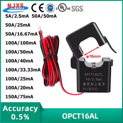 NJXSE OPCT16ATL Split Core Current Transformer 5A 2.5mA 5mA 50A 50mA 25mA 100A 100mA 50mA 40mA 33.33