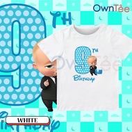 Boss Baby Birthday 09 Year Old Birthday T-shirt Baby Boy Birthday Short Sleeve Tshirt Girl Fashion U