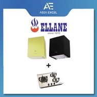 ELLANE EH-2800 BLACK/APPLE GREEN 45CM STAINLESS STEEL BOX HOOD + ELLANE EB-248SV 3 BURNER STAINLESS 