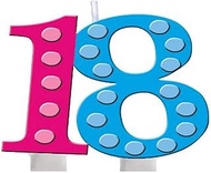 Creative Converting Bright and Bold 18th Birthday Molded Numeral Cake Candle