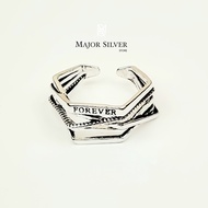 แหวนเงินแท้925 แหวน FOREVER รมดำ แหวนเปิดใส่ได้ size 51-55 แหวนแฟชั่น สไตล์เกาหลี แหวนเงินแท้100 Maj