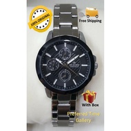 (Ladies) 100% ORIGINAL HEGNER 8-660213LSB Black Dial,Day,Date &amp; 24Hours Display Stainless Steel Watch