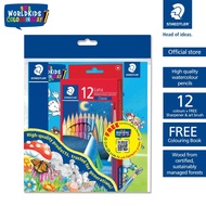STAEDTLER Luna Watercolour Pencils (12 Colours + FREE Colouring Book) World Kids Colouring Day Colou