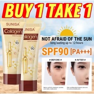 SUNISA Sunscreen Collagen Matte Foundation Sunblock Face Cream Whitening High Sun Protection SPF90++