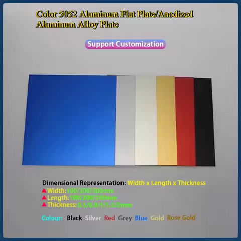 Color 5052 Aluminum Flat Plate/Anodized Aluminum Alloy Plate Thickness 0.5/0.8/1/1.5/2mm W/L 100/200