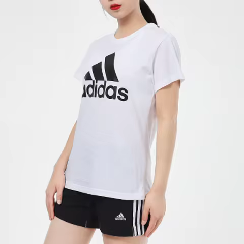 Adidas Women's White Cotton Short Sleeve T-shirt Summer Breathable Running Sportswear GL0649