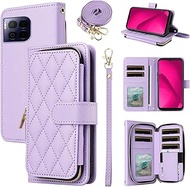 Argyle Wallet Case for T-Mobile Revvl 7 Pro 5G with Wrist Strap Shoulder Strap, 9+ Card Slots Zipper