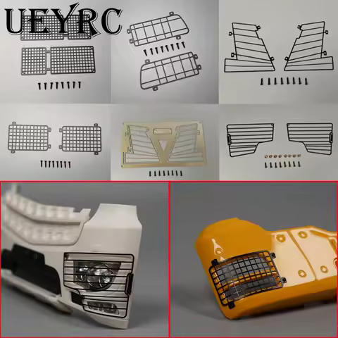 Metal Light Mesh Headlight Guard 1/14 for Tamiya RC Truck Tipper VOLVO F16 750 ACTROS 3363 3348 LESU