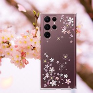 Samsung Galaxy S22全系列 水晶彩鑽防震雙料手機殼-浪漫櫻