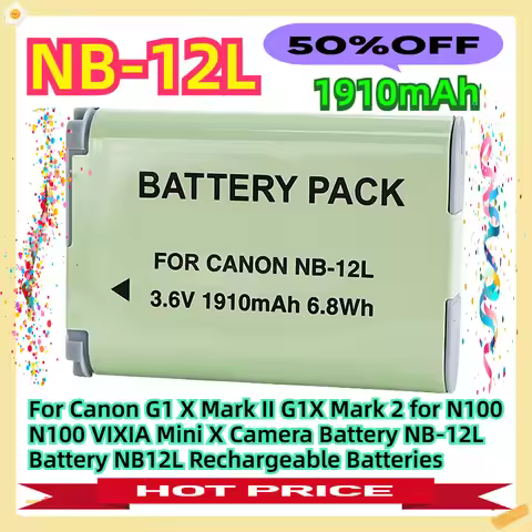 For Canon G1 X Mark II G1X Mark 2 for N100 N100 VIXIA Mini X Camera Battery NB-12L Battery 1910mAh N