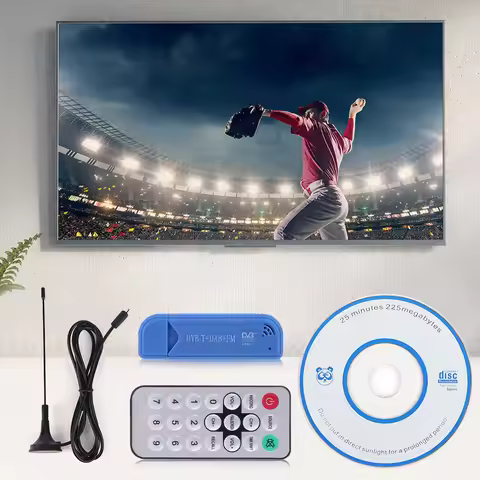 Digital USB 2.0 TV Stick Tuner with Antenna FM TV Receiver 25MHz-1760MHz SDR Tuner Receiver for Radi