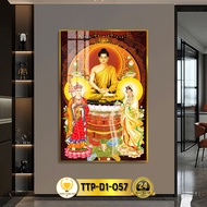 Mirror Wall Buddha Painting of Ta Ba Tam Thanh TRUTH THIEN BEAUTY, Gift, Worship Room Decoration TTP
