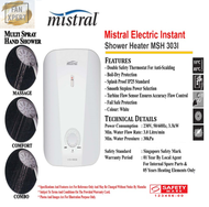 Mistral MSH 303i Instant Water Heater * Promotion* ⭐NEXT DAY INSTALLATION AVAILABLE ⭐